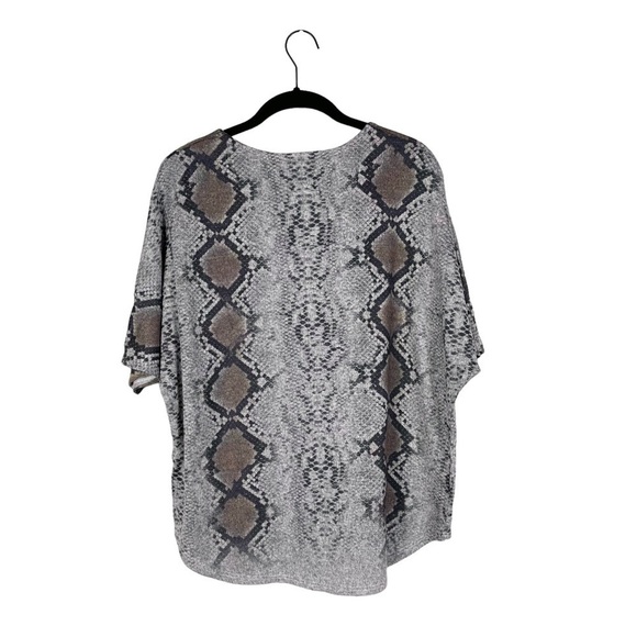 Ember Snakeskin Print V-Neck Short Dolman Sleeve Women's Knit Top Size S - Picture 4 of 5